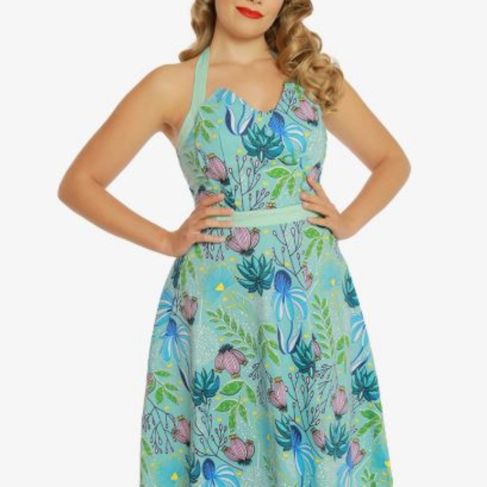 Lindy Bop Myrtle Blue Floral Halter Dress - Picture 2 of 7